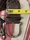 Michael Kors Women   s Braided Brown Wide Belt Xl Logo Silver-tone Buckle