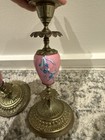 Antique Rare Victorian  Hand Painted Candle Holder Set Of 2