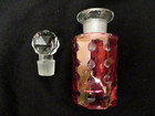 Vintage Cranberry Crystal Decanter Mcm Etched Glass 6  Stopper Polka Dot Mint