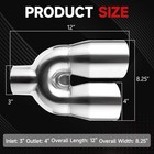  Dual Exhaust Tip Inlet 4 Inch Outlet 12  Length Universal Polished 3 Inch Left