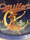 Miller High Life Vtg  Metal Serving Beer Tray Girl Maid Moon Oval 15x12 Rustic