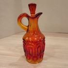 Vintage L e  Smith Amberina Moon   Stars Cruet With Stopper Red Orange Yellow 