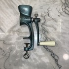 Vintage Rare Green Enameled Cast Iron Poppy Seed Grinder Titan Hand Crank Table