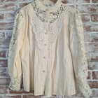 Nwt Cream Crochet Lace Blouse Victorian Boho Romantic Cottagecore Button Xxl
