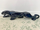Vintage 20  Mcm Ceramic Crouching Black Panther Figure Statue 1960 s Aesthetic