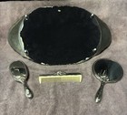 Vintage Silver-tone Vanity Mirror Set W  Brush  Comb  Hand Mirror   Mirror