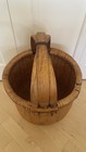 Vintage Antique Tall Large  Chinese Woven Rice Basket With Wooden Handle