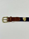 Smathers   Branson Neddlepoint Belt Kids L Lake Side Country Club Crest Buckle