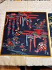 Japanese Furoshiki Wrapping Cloth 17x17 Dark Blue W multi Color Bingata Style 