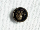 Antique Button Brass Raised Strawberry Flower Black Tinted Background 1 2 Inch