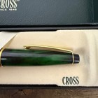 Cross Townsend Vert Amazone Fountain Pen Marbled Green Lacquer Gold Trim M Nib