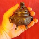 Antique Old Vintage Asian Bronze Chinese Incense Burner Censer 