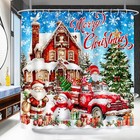 Merry Christmas Shower Curtain Set With Hooks Cute Winter Bathroom 72x72 Inch