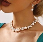 Silver Plated Crystal Necklace Earrings Set Prom Wedding Pageant Bridal