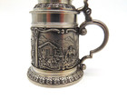 Vintage German Rein Zinn 95   2 3 4  Tall Pewter Shot Tanker W embossed Design