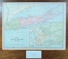 Vintage 1900 Long Island Map 14 x11    Old Antique Original Brooklyn Queens Ny