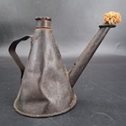 Antique Miner   s Cast Iron Teapot Lamp Oil Pot Wick Lamp Twist Cap And Handle