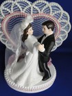 New Elegant Porcelain Bride   Groom Wedding Caketop  Pink Decor   Heart   350