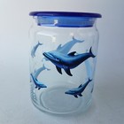 Blue Dolphins Glass Glass Lidded Storage Apothecary Candy Jar