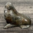 Vintage Signed Inuit Soapstone Seal Sculpture Hand Carved Arctic Art 2 5    Mini