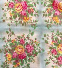Vintage Full Apron Floral Fabric Roses Pink Blue Yellow Pocket Back Tie