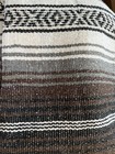 Mexican Serape Blanket Shawl Poncho Brown Gray Cream Fringe 71x47 New