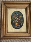 Pair Of Vintage Folk Art Miniature Italian  Oil On Board Still Life Paintings