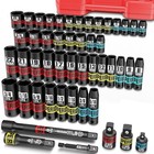 3 8  Drive Impact Socket Set 50 Piece Sae Metric Deep Shallow Sockets Tools New