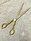 Antique  Vintage Victorian Ornate German Heavy Brass Handled Scissors C 10 