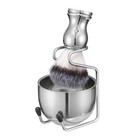 3-in-1 Vegan Shaving Set  Synthetic Badger Hair Brush  Stainless Steel Shaving
