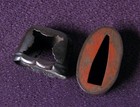 Antique Japanese Shakudo Fuchi Kashira Kaga Edo Period Zogan Inlay Arabesque