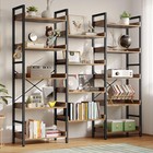 Bookshelf 5 Tiers  Triple Bookcase With Open Display Shelves  Industrial Wide   