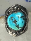Navajo Ring Turquoise Heavy Band Size 10 Sterling Silver Women Men