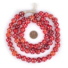 Premium Red Venetian Skunk Beads 12mm Ethiopia African Round Glass Large Hole