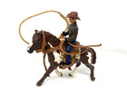 Schleich 2 Texas Longhorn Bulls  Horse   Cowboy Roping Figurines