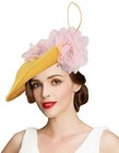 Sinamay Fascinator Hat Floral Feather Pillbox Derby Hats For Women Wedding Te   