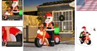 6  Santa Claus Riding Motorcycle Inflatable With Bright Led Lights - Holiday Fun