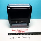 Open In Presence Of Inmate Rubber Stamp Red Ink Self Inking Ideal 4913