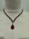 Crystal  Necklace Earrings   Bracelet Jewelry Set Red