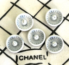 Chanel Vintage Metal White Buttons With Crystals 20mm  set Of 5 