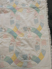 Vintage Handmade Wedding Ring Cotton Baby Quilt Crib Blanket Size 43 x32  Unisex