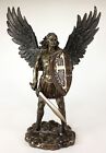 14  Saint Michael Archangel W Sword   Battle Shield Statue Bronze Color Angel