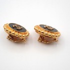 Chanel Cc Logo Button Round Earrings 93a Clip-on Gold Bk Vintage France 81rl678