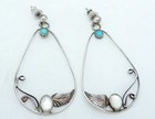 Vintage Sterling Silver Turquoise Mop Southwestern Style Pierced Earrings 27570