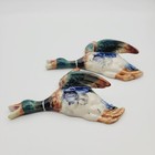 Pair Vintage Mid Century Wall Pocket Planters Flying Mallard Ducks Collectable