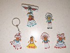 Vintage Lot Of 6 Handmade Beaded Indian Native American Mini Dolls  w Headwear