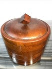Vintage Mcm 1960   s Walnut Wooden Ice Bucket W  Glass Insert