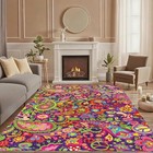 Area Rugs Modern Neutral Large Living Room Carpet Retro 70s Boho Hippie Flowers