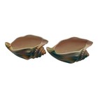 Vintage Fapco Usa Pottery Purple Green Pink Conch Shell Planters Lot Of 2