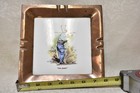Vintage Mid Century Modern Copper Framed Ceramic Tile Golf Ashtray Full Blast Mc